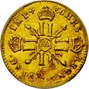 France 1/2 Louis D'or (Louis XIV. Metz) KM# 332.18 CHRS REGN VINC IMP AA L coin reverse
