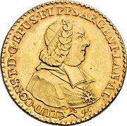 France 1/2 Pistole Ludwig Constantin von Rohan-Guemenee 1759Â JG KM# 405 LUD CONST D G EPUS ET PPS ARGENT LAN AL J G coin obverse France 1/2 Pistole Ludwig Constantin von Rohan-Guemenee 1759Â JG KM# 405 LUD CONST D G EPUS ET PPS ARGENT LAN AL J G coin obverse