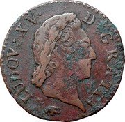 France 1/2 Sol (Louis XV 3rd portrait) LUDOV XV D GRATIA coin obverse