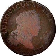France 1/2 Sol (Louis XV. Rouen) KM# 451.9 LUDOVICUS XV DEI GRATIA coin obverse France 1/2 Sol (Louis XV. Rouen) KM# 451.9 LUDOVICUS XV DEI GRATIA coin obverse