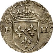 France 1/2 Teston (Henry II 1st Type) DNS. ADIVTOR. ET. REDEM. MEVS. 1604 H H coin reverse France 1/2 Teston (Henry II 1st Type) DNS. ADIVTOR. ET. REDEM. MEVS. 1604 H H coin reverse