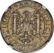 France 1/2 Thaler (Immobilization in the name of Charles V) KM# 28 MONETA CIVI IMP BISVNTINÆ 1642 coin reverse