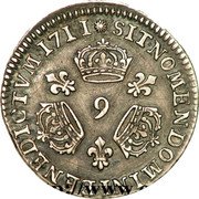 France 1/20 ECU (Louis XIV) SIT. NOMEN. DOMINI. BENEDICTVM 1711 coin reverse France 1/20 ECU (Louis XIV) SIT. NOMEN. DOMINI. BENEDICTVM 1711 coin reverse