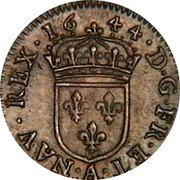 France 1/24 ECU (Louis XIV) D G FR ET NAV REX 1644 A coin reverse