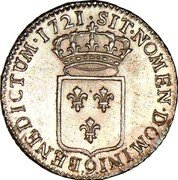 France 1/3 ECU (Louis XV) SIT NOMEN DOMINI 9 BENEDICTUM 1721 coin reverse