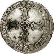 France 1/4 ECU (15 Sols) (Louis XIII) LVDOVICVS. XIII. D. G. FRANC. E. NAV REX. 1611 coin obverse France 1/4 ECU (15 Sols) (Louis XIII) LVDOVICVS. XIII. D. G. FRANC. E. NAV REX. 1611 coin obverse
