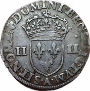 France 1/4 ECU (Henri IV 1st Type) .SIT. NOMEN. DOMINI BENE.DICTVM. coin reverse France 1/4 ECU (Henri IV 1st Type) .SIT. NOMEN. DOMINI BENE.DICTVM. coin reverse