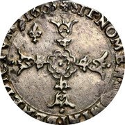 France 1/4 ECU (Henri IV. 4th Type) SIT NOMEN DOMINI BENEDICTUM 1605 coin reverse France 1/4 ECU (Henri IV. 4th Type) SIT NOMEN DOMINI BENEDICTUM 1605 coin reverse
