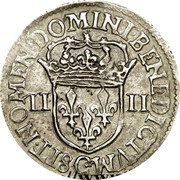 France 1/4 ECU (Henri IV. 5th Type) SIT NOMEN DOMINI BENEDICTUM C coin reverse France 1/4 ECU (Henri IV. 5th Type) SIT NOMEN DOMINI BENEDICTUM C coin reverse