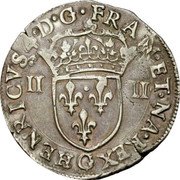 France 1/4 ECU Henri IV. 7th Type 1606Â G HENRICVS 4 D G FRANC ET NAVA REX G II II coin obverse France 1/4 ECU Henri IV. 7th Type 1606Â G HENRICVS 4 D G FRANC ET NAVA REX G II II coin obverse