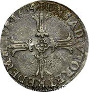 France 1/4 ECU Henry II 1604  DNS. ADIVTOR. ET. REDEM. MEVS. 1604 coin reverse