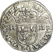 France 1/4 ECU (Louis XIII 1st type) LVDOVICVS XIII D G FRAN ET NAVA REX G coin obverse