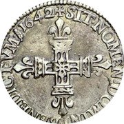 France 1/4 ECU (Louis XIII 1st type) SIT. NOMEN DOMINI. BENEDICTVM. 1642 coin reverse