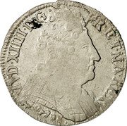 France 1/4 ECU (Louis XIV. Besancon) KM# 376.13 1707 LVD XIIII D G FR ET NAV REX coin obverse France 1/4 ECU (Louis XIV. Besancon) KM# 376.13 1707 LVD XIIII D G FR ET NAV REX coin obverse