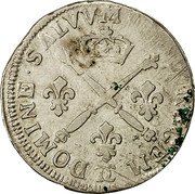 France 1/4 ECU (Louis XIV. Besancon) KM# 376.13 DOMINE SALVVM FAC REGEM ϽϹ coin reverse France 1/4 ECU (Louis XIV. Besancon) KM# 376.13 DOMINE SALVVM FAC REGEM ϽϹ coin reverse