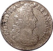 France 1/4 ECU (Louis XIV) LVD. XIIII. D G. FR. ET. NAV. REX coin obverse France 1/4 ECU (Louis XIV) LVD. XIIII. D G. FR. ET. NAV. REX coin obverse