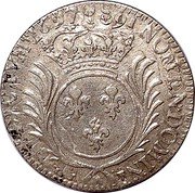 France 1/4 ECU (Louis XIV) SIT. NOMEN. DOMINI BENEDICTVM. 1697 coin reverse France 1/4 ECU (Louis XIV) SIT. NOMEN. DOMINI BENEDICTVM. 1697 coin reverse