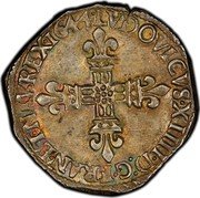 France 1/4 ECU (Louis XIV Type 1) LVDOVIC XIIII D G FRAN ET NAVA REX 1644 coin obverse France 1/4 ECU (Louis XIV Type 1) LVDOVIC XIIII D G FRAN ET NAVA REX 1644 coin obverse