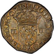 France 1/4 ECU (Louis XIV Type 1) SIT NOMEN DOMINI BENEDICTVM II II K coin reverse France 1/4 ECU (Louis XIV Type 1) SIT NOMEN DOMINI BENEDICTVM II II K coin reverse