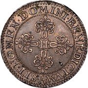 France 1/4 Franc (Henri IV. Pattern) KM# Pn5 SIT NOMEN DOMINI BENEDICTVM H A coin reverse France 1/4 Franc (Henri IV. Pattern) KM# Pn5 SIT NOMEN DOMINI BENEDICTVM H A coin reverse