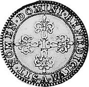 France 1/4 Franc (Louis XIII. Piedfort) KM# P24 SIT NOMEN DOMINI BENEDICTVM L A coin reverse