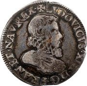 France 1/4 Franc (Louis XIII. Type 2. Amiens) KM# 52.5 LVDOVICVS XIII D G FRAN ET NAV REX coin obverse France 1/4 Franc (Louis XIII. Type 2. Amiens) KM# 52.5 LVDOVICVS XIII D G FRAN ET NAV REX coin obverse