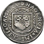 France 1/4 Thaler (Dicken. City of Hagenau) KM# 28.1 HAGENOIA IMPERII CAMERA. coin obverse France 1/4 Thaler (Dicken. City of Hagenau) KM# 28.1 HAGENOIA IMPERII CAMERA. coin obverse