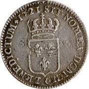 France 1/6 ECU (Louis XV) SIT NOMEN DOMINI O BENEDICTUM 1721 coin reverse France 1/6 ECU (Louis XV) SIT NOMEN DOMINI O BENEDICTUM 1721 coin reverse