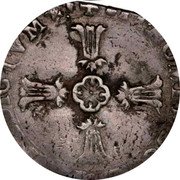 France 1/8 ECU (Henry IV 2nd Type. King's Title Around Shield) SIT. NOMEN. DOMINI. BENEDICTVM coin reverse France 1/8 ECU (Henry IV 2nd Type. King's Title Around Shield) SIT. NOMEN. DOMINI. BENEDICTVM coin reverse