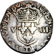 France 1/8 ECU (Henry IV Foliated Cross) VIII SIT.NOMEN.DOMINI.BENEDICTVM-9 coin reverse France 1/8 ECU (Henry IV Foliated Cross) VIII SIT.NOMEN.DOMINI.BENEDICTVM-9 coin reverse