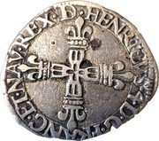 France 1/8 ECU (Henry IV) HENRICVS. 4. D. G. FRANC. ET. NAV. REX. DB coin obverse France 1/8 ECU (Henry IV) HENRICVS. 4. D. G. FRANC. ET. NAV. REX. DB coin obverse