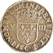 France 1/8 ECU (Louis XIII) SIT NOMEN DOMINI BENEDICT V III coin obverse France 1/8 ECU (Louis XIII) SIT NOMEN DOMINI BENEDICT V III coin obverse