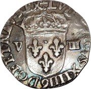 France 1/8 ECU (Louis XIV Type 1) LVDOVIC. XIIII. D: G. FRAN ET. NAVA. REX 9 coin obverse France 1/8 ECU (Louis XIV Type 1) LVDOVIC. XIIII. D: G. FRAN ET. NAVA. REX 9 coin obverse