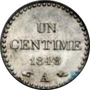 France 1 Centime Liberty Piedfort 1848 RÉPUBLIQUE FRANÇAISE DUPRÉ coin reverse