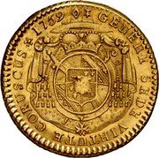 France 1 Constantin d'or (Pistole) Ludwig Constantin von Rohan-Guemenee 1759 JG KM# 408 CORUSCUS 1759 GENERE SEDE VIRTUTE coin reverse France 1 Constantin d'or (Pistole) Ludwig Constantin von Rohan-Guemenee 1759 JG KM# 408 CORUSCUS 1759 GENERE SEDE VIRTUTE coin reverse