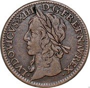 France 1 Double Tournois (Louis XIII - Essai A - Paris) LVD XIII D G FR ET NAV REX coin obverse