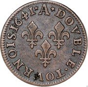France 1 Double Tournois (Louis XIII - Essai A - Paris) A DOVBLE TOVRNOIS 1641 coin reverse