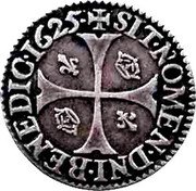 France 1 Douzain (Louis XIII) + SIT. NOMEN. DNI. BENEDIC. 1625. coin reverse France 1 Douzain (Louis XIII) + SIT. NOMEN. DNI. BENEDIC. 1625. coin reverse