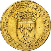 France 1 ECU D'or (Henri IV. Troyes) KM# 10.3 HENRICVS IIII D G FRAN ET NAVA REX 1598 coin obverse