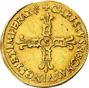 France 1 ECU D'or (Henri IV. Troyes) KM# 10.3 S CHRISTVS REGNAT VINCIT ET IMPERAT coin reverse