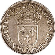 France 1 ECU (Louis XIII) SIT NOMEN DOMINI BENEDICTVM 1642 A coin reverse