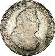 France 1 ECU (Louis XIV. Bayonne) KM# 298.12 LVD XIIII D G FR ET NAV REX coin obverse France 1 ECU (Louis XIV. Bayonne) KM# 298.12 LVD XIIII D G FR ET NAV REX coin obverse
