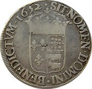 France 1 ECU (Louis XIV) SIT.NOMEN.DOMINI.BENEDICTUM.1652. coin reverse France 1 ECU (Louis XIV) SIT.NOMEN.DOMINI.BENEDICTUM.1652. coin reverse