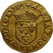 France 1 ECU Mary 1618  MARIA. P. DOMBARVM. D. MONTISP coin obverse France 1 ECU Mary 1618  MARIA. P. DOMBARVM. D. MONTISP coin obverse