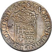 France 1 ECU (Navarre. With Long Wick. Louis XIV) SIT.NOMEN.DOMINI BENEDICTVM.1660 coin reverse France 1 ECU (Navarre. With Long Wick. Louis XIV) SIT.NOMEN.DOMINI BENEDICTVM.1660 coin reverse