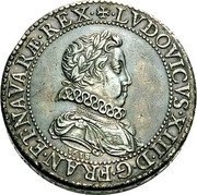 France 1 Franc (Louis XIII. High Collar) +.LVDOVICVS. XIII. D. G. FRAN. ET. NAVARÆ. REX. 1618 coin obverse