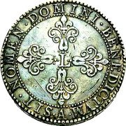 France 1 Franc (Louis XIII. High Collar) .SIT. NOMEN. DOMINI. BENEDICTVM. A. L coin reverse