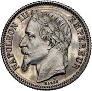 France 1 Franc (Napoleon III Essai bu Barre) KM# E27 NAPOLEON III EMPEREUR BARRE E coin obverse France 1 Franc (Napoleon III Essai bu Barre) KM# E27 NAPOLEON III EMPEREUR BARRE E coin obverse