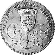 France 1 Gascon (Aquitaine Kingdom Satirical Coinage) X# 1 Æ VG D B I R S TH L O É M NOUVEAU ROYAUME D'AQUITAINE coin obverse