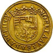 France 1 Guilder (Henry II. Duchy of Lorraine) KM# 21.1 MONETA AVREA NANCEII CV coin reverse France 1 Guilder (Henry II. Duchy of Lorraine) KM# 21.1 MONETA AVREA NANCEII CV coin reverse